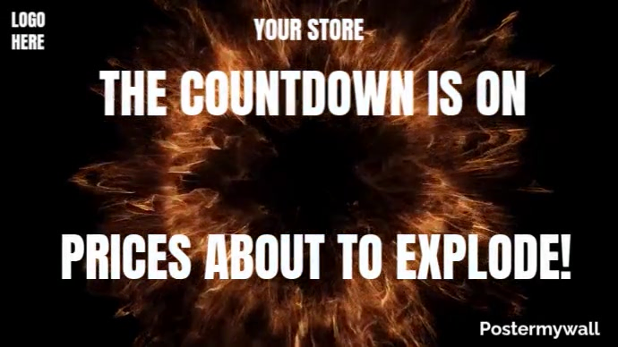Black Maximalist 💣 The Countdown Is On — Prices About To Explode! Digital Display (16:9) template