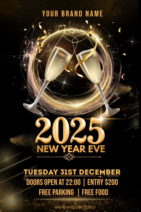 Black Maximalist 2025 New Year's Eve Poster Plakat template