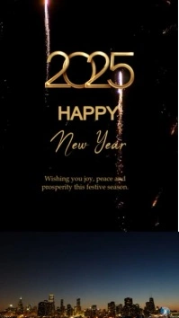 Black Maximalist 2025 New Year  Instagram Story template