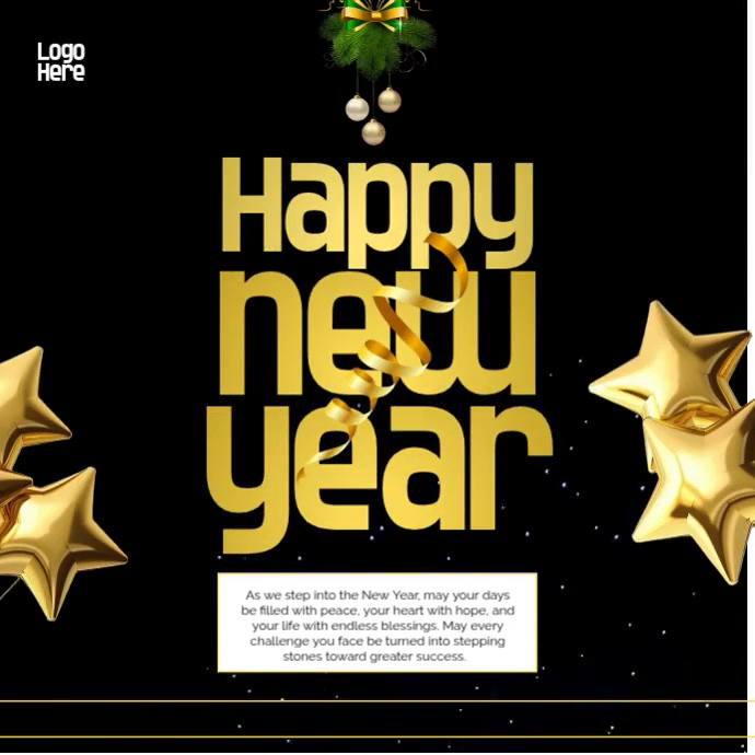 Black Maximalist 2026 Happy New Year Celebration Flyer Template ...