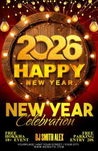 Black Maximalist 2026 New Year, Half Page Wide Halbe Seite breit template