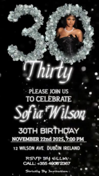 Black Maximalist 30th Birthday Flyer  Instagram Reel template