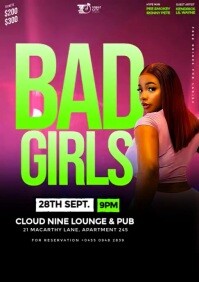 Black Maximalist 3d Bad Girls Freaks Night Club Party Event Flyer Video A4 template