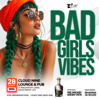 Black Maximalist 3D Bad Girls Night Party Event Flyer for Social Media Instagram Post template