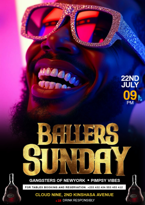 Black Maximalist 3D Ballers Night Club Party Flyer A4 Template ...