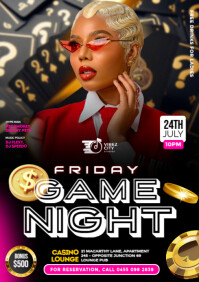 Black Maximalist 3D Casino Poker Game Night Flyer Poster A4 template