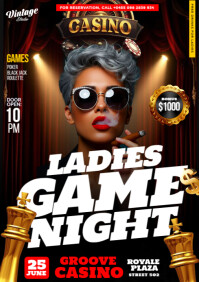 Black Maximalist 3D Casino Poker Game Night Flyer Poster A4 template