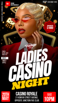 Black Maximalist 3D Casino Poker Game Night Flyer Poster A4 (1) เรื่องราวบน Instagram template