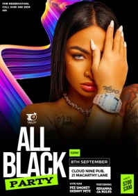 Black Maximalist 3D Club Night Party Event Flyer A4 template