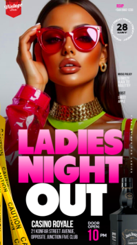 Black Maximalist 3d Friday Ladies Night Club Party Event Flyer A4 Instagram Story template