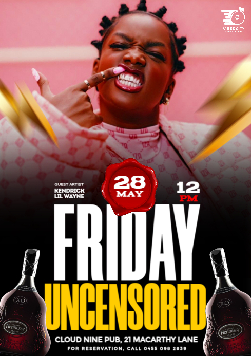 Black Maximalist 3d Friday Uncensored Night Party Event Flyer A4 template