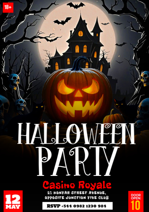 Black Maximalist 3D Halloween Night Event Party Flyer Poster A4 ...