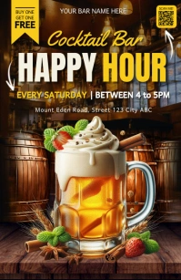 Black Maximalist 3d Happy Hour Tabloid, happy Tabloide template