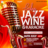 Black Maximalist 3D Jazz, Wine and Karaoke Night Event Flyer for Social Media Instagram Post template