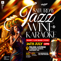 Black Maximalist 3D Jazz, Wine and Karaoke Night Event Flyer for Social Media Instagram Post template