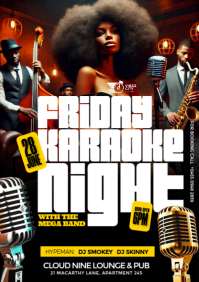 Black Maximalist 3D Karaoke Night Party Event Flyer A4 template