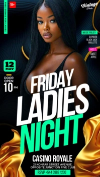 Black Maximalist 3d Ladies Night Party Event Flyer A4 Instagram Story template