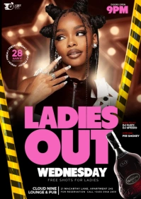 Black Maximalist 3d Ladies Night Party Event Flyer A4 template