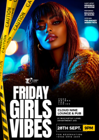Black Maximalist 3d Maximalist Friday Girls Baddies Night Party Event Flyer A4 template
