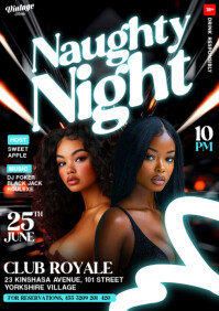 Black Maximalist 3D Maximalist Naughty Night Party Club Event Flyer Poster A4 template