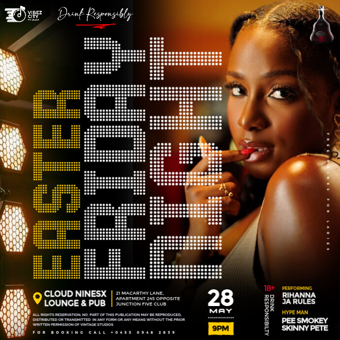 Black Maximalist 3d Naughty Ladies Night Party Event Flyer for Social Media Instagram Plasing template