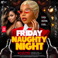 Black Maximalist 3d Naughty Night Party Event Flyer for Social Media template