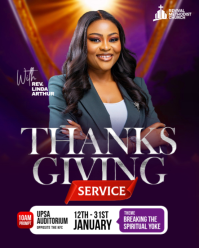 紫色 Thanksgiving Service Instagram Portrait Template