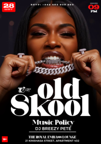 Black Maximalist 3D Old Skool Night Party Event Flyer A4 template