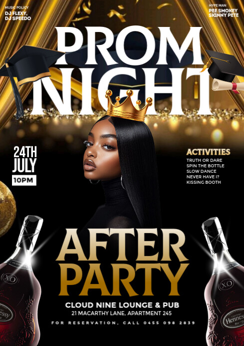 Black Maximalist 3D Prom Party Event Flyer Poster A4 Template ...