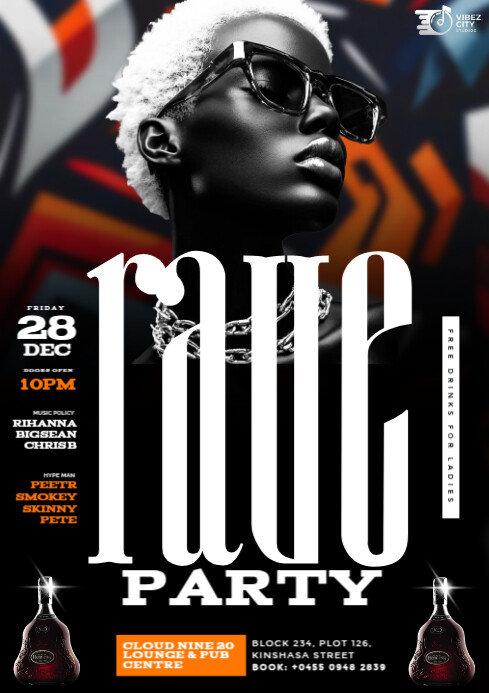 Japanese Rave Flyer Black Maximalist 3D Rave Night Party Event Flyer A4 Template | PosterMyWall