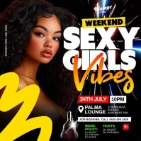 Black Maximalist 3D Sexy Girls Friday Party Flyer Video For Social Media Instagram Post template