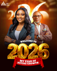 Black Maximalist 3D Welcome to 2026 New Year A4 Print Instagram Portrait template