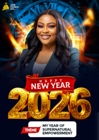 Black Maximalist 3D Welcome to 2026 New Year A4 Print template