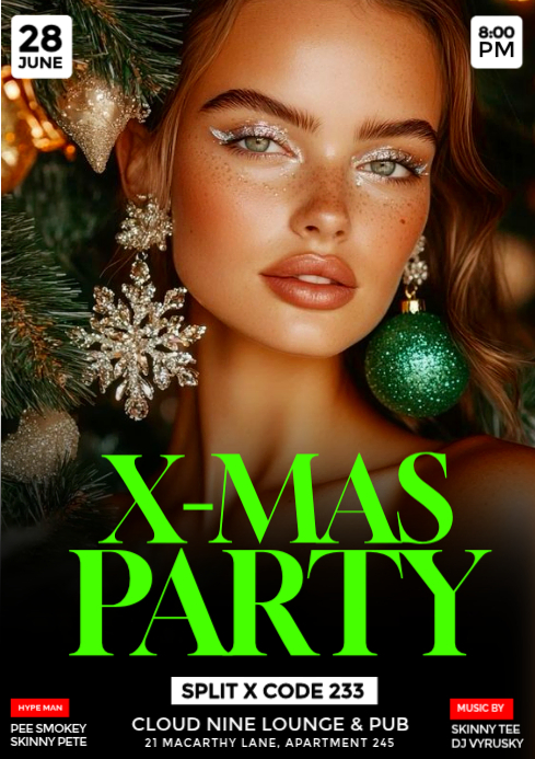 Black Christmas Party A4 Template | PosterMyWall