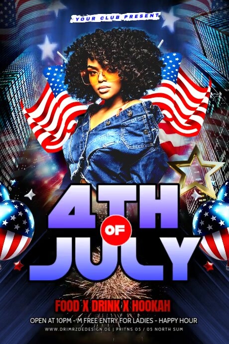 Black Maximalist 4th Of July Banner 4' × 6' template