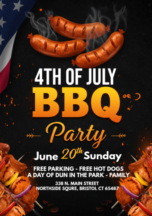 Black Maximalist 4th Of July Bbq, A4 template