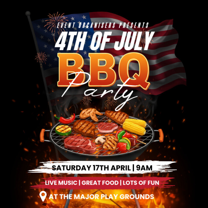 Black Maximalist 4th Of July Bbq Party Instagram Post template