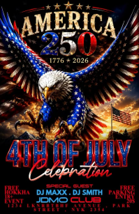 Black Maximalist 4th of July Celebration Half Page Wide Video Halfbladsy Breed template