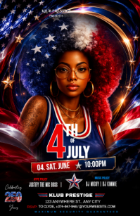 Black Maximalist 4th of July Celebration Half Page Wide Meia página larga template