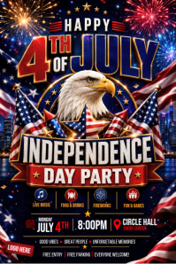 Black Maximalist 4th of July Celebration Poster template
