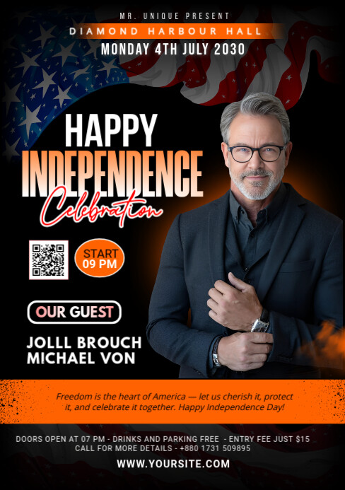 Black Maximalist 4th Of July Independence Day Celebration A5 template