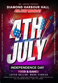 Black Maximalist 4th Of July Independence Day Celebration A5 template