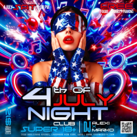 Black Maximalist 4th of July Party Square Video Cuadrado (1:1) template