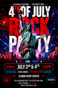 Black Maximalist 4th of July Rock Party Poster template