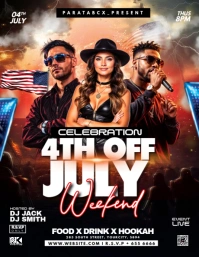 Black Maximalist 4th Of July Weekend Party Invitation Custom Flyer (us Letter) template