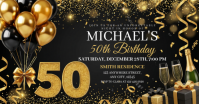 Black Maximalist 50th Birthday Invitation Facebook Shared Image template