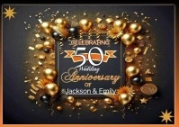 Black Maximalist 50th Wedding  Anniversary  Postcard Poskaart template