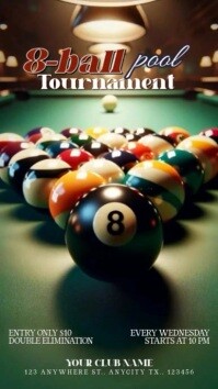 Black Maximalist 8 Ball Pool Tournament  Flyer (us Letter) Instagram Story template