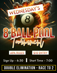Black Maximalist 8 Ball Pool Tournament Flyer Flyer (us Letter) template