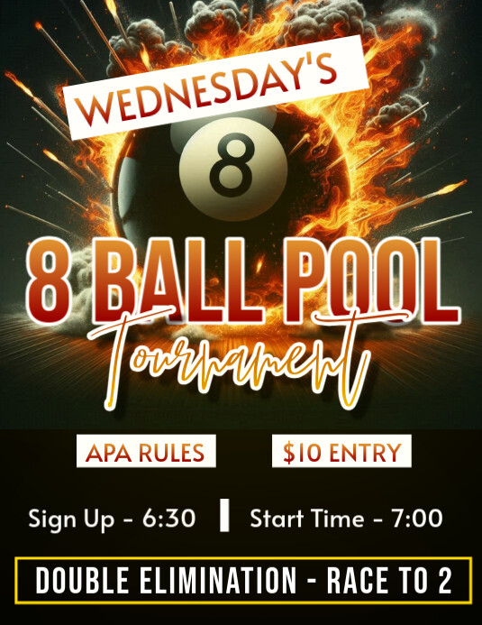 Black Maximalist 8 Ball Pool Tournament Flyer Flyer (us Letter) template